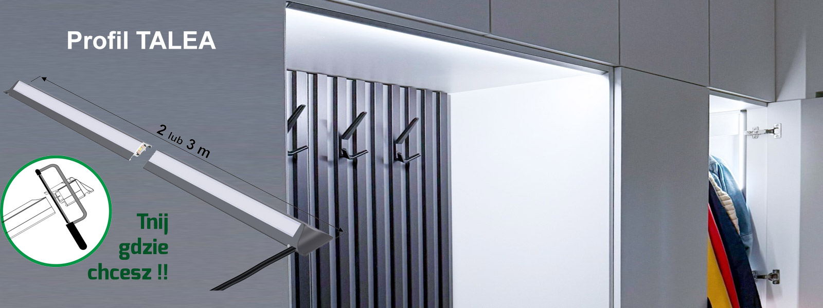 Profil LED DL TALEA 2m/3m Grafit 12W/m