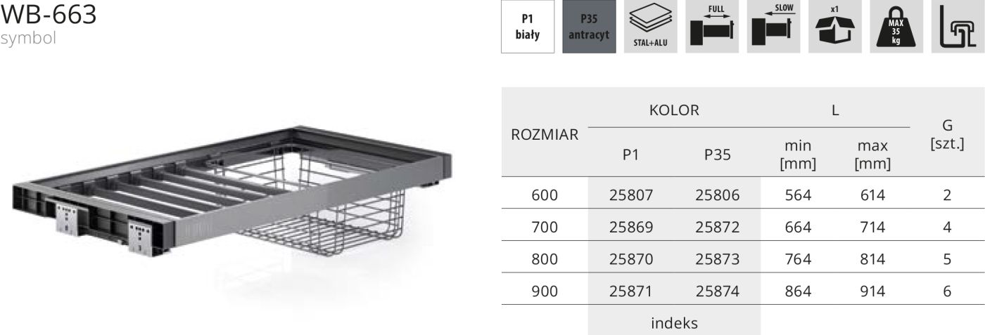 WB-663 Wieszak na spodnie + kosz