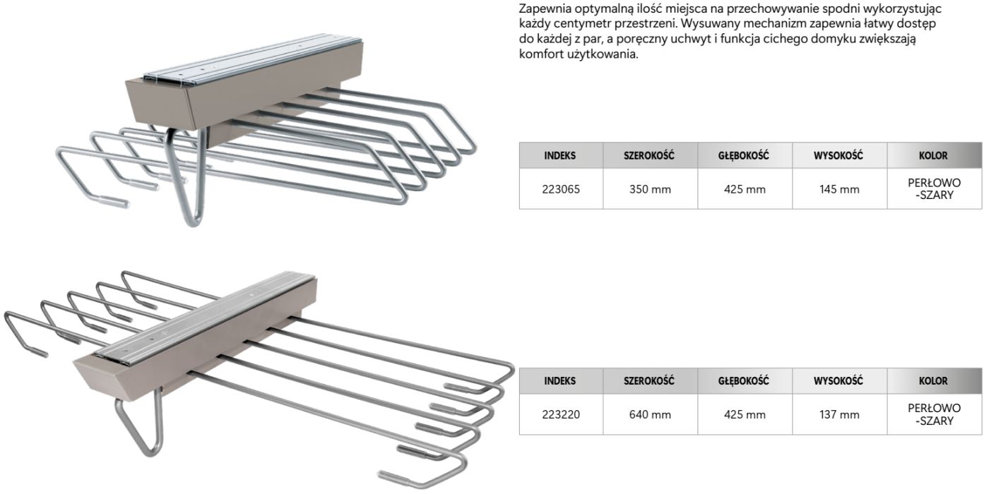 Wieszaki wysuwne na spodnie Royal (pojedynczy/podwójny)
